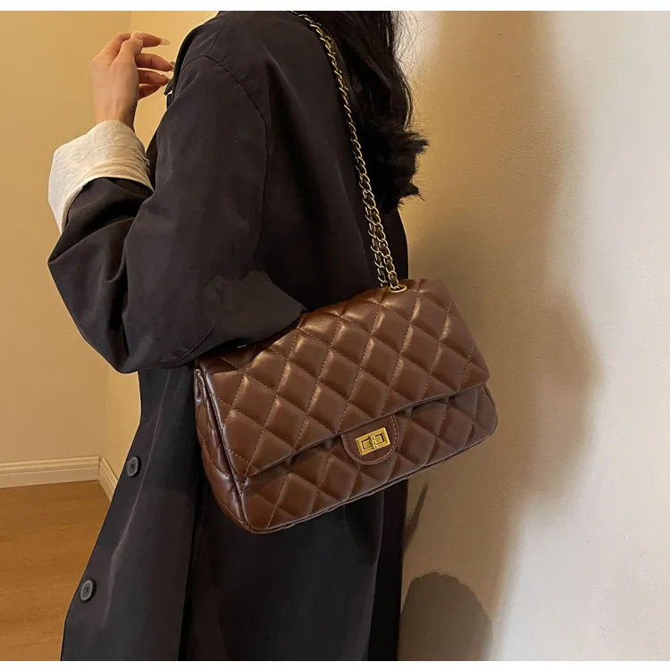 ERANGBEAR PU One Shoulder Shoulder Bag Regular Women's Ecru Coffee Black-15