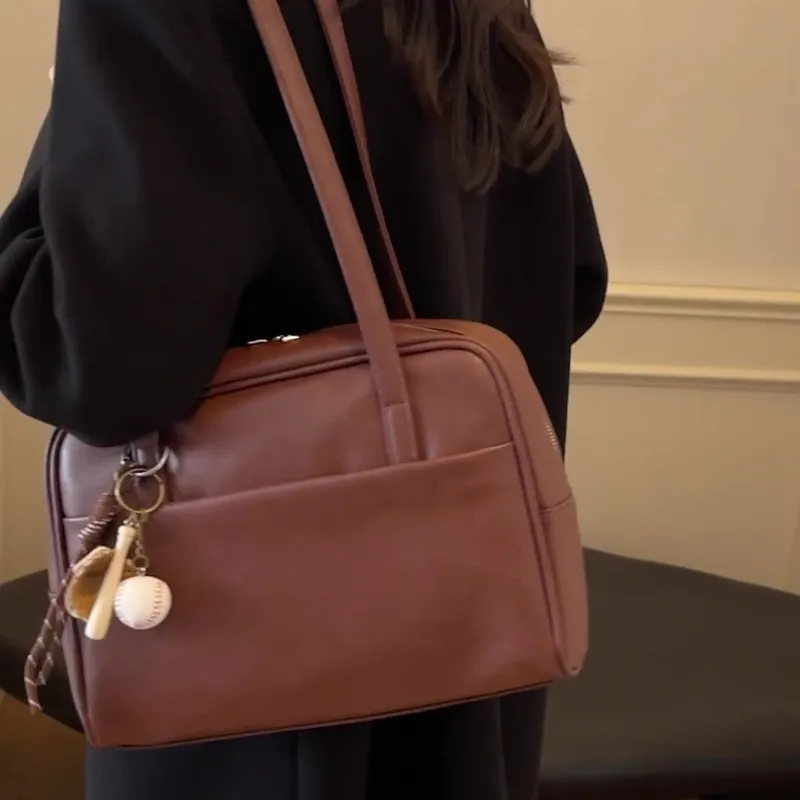 ERANGBEAR PU Handbag Shoulder Bag Women's Black Burgundy Coffee Brown-8