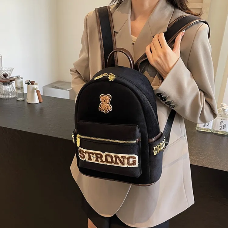ERANGBEAR Canvas Canvas Bag Backpack Women's Ecru/Coffee/Black-8