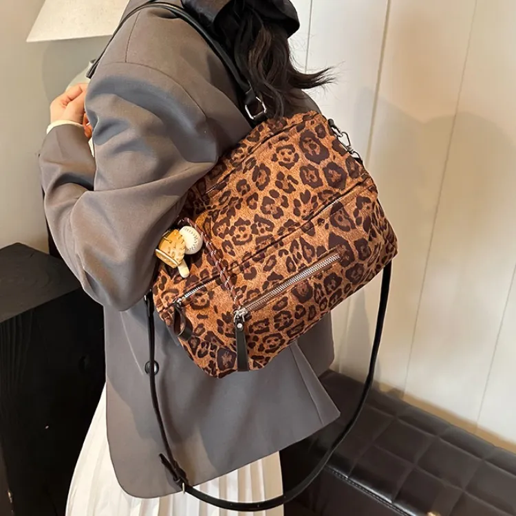 ERANGBEAR PU One Shoulder Handbag Women's Leopard Print-5