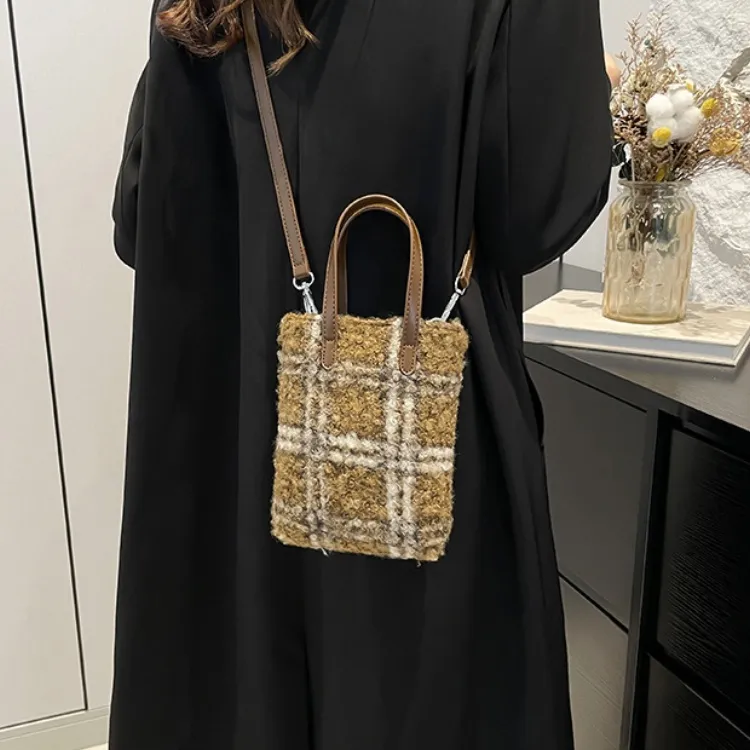ERANGBEAR PU One Shoulder Handbag Women's Black Checkered/Black Panther Print/Brown Checkered/Brown Leopard Print-10
