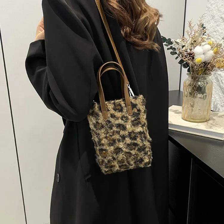 ERANGBEAR PU One Shoulder Handbag Women's Black Checkered/Black Panther Print/Brown Checkered/Brown Leopard Print-18