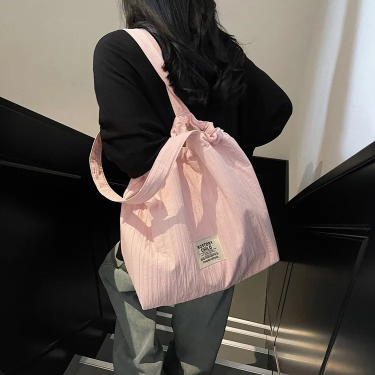 ERANGBEAR Cotton Shoulder Bag Women's Black/White/Pink/Red-6