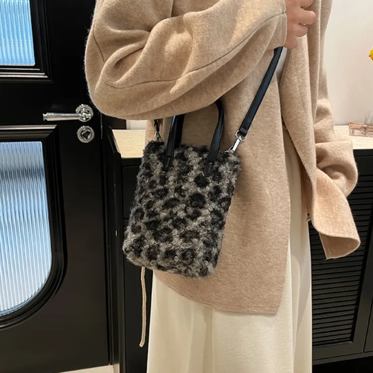 ERANGBEAR PU One Shoulder Handbag Women's Black Checkered/Black Panther Print/Brown Checkered/Brown Leopard Print-5