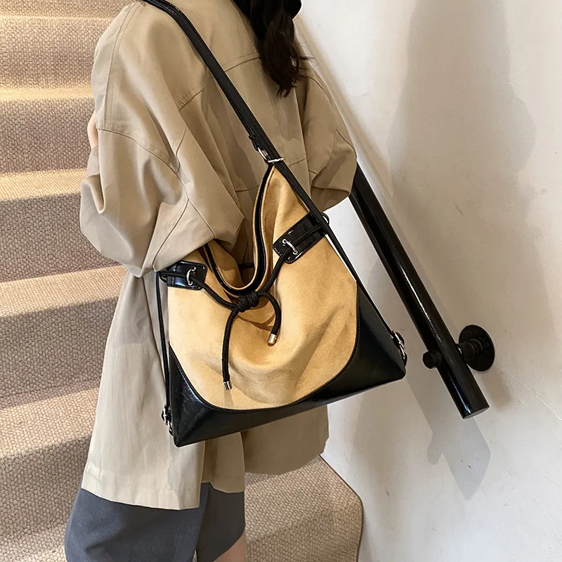 ERANGBEAR PU Crossbody Double Shoulder Bag Women's Black/Brown/Khaki-7