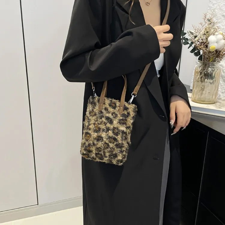 ERANGBEAR PU One Shoulder Handbag Women's Black Checkered/Black Panther Print/Brown Checkered/Brown Leopard Print-16