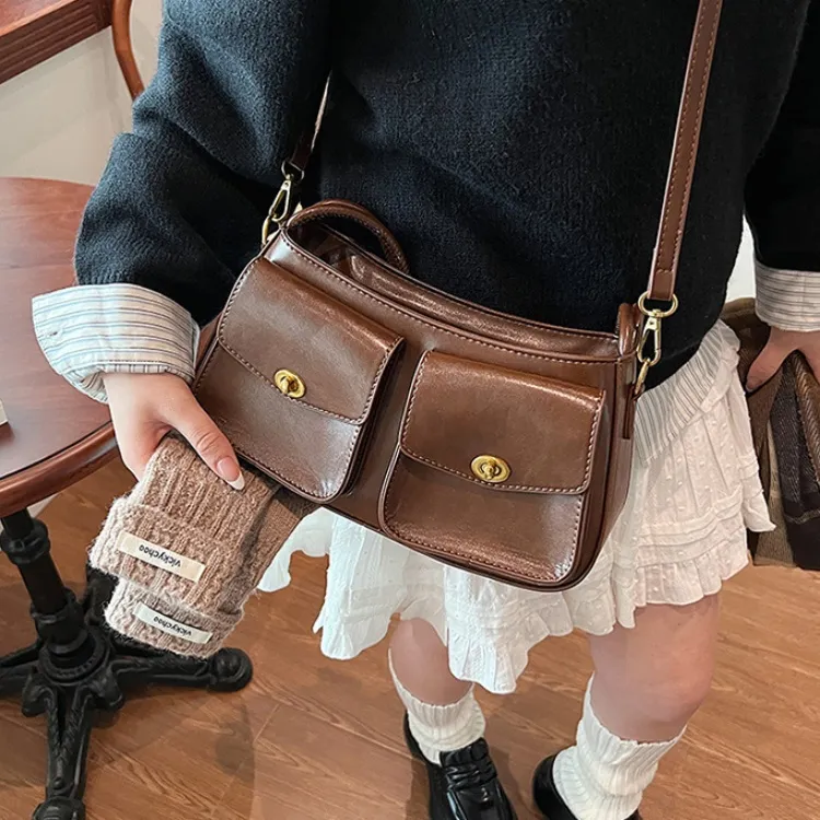 ERANGBEAR PU Crossbody Bag, Shoulder Bag Women's Coffee/Brown/Black-1