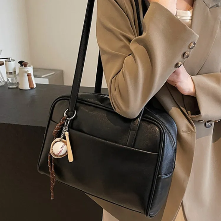 ERANGBEAR PU Handbag Shoulder Bag Women's Black Burgundy Coffee Brown-1
