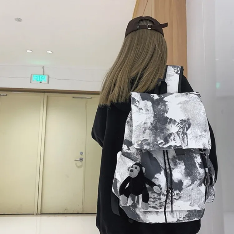 ERANGBEAR Nylon Backpack Regular Unisex Black/White/Camouflage Gray/Gray-5