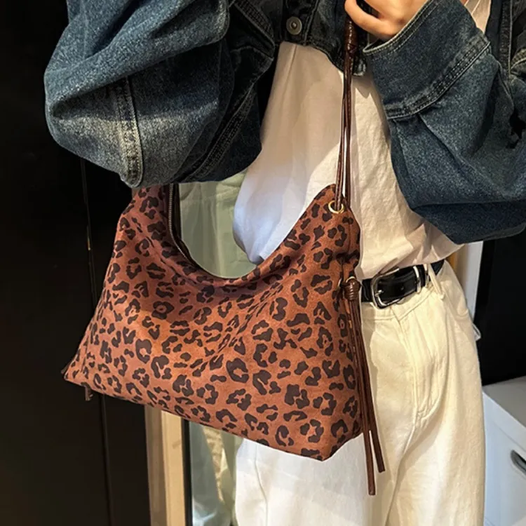 ERANGBEAR PU Shoulder Bag Women's Black/Coffee/Leopard Print Coffee/Leopard Print Brown-9