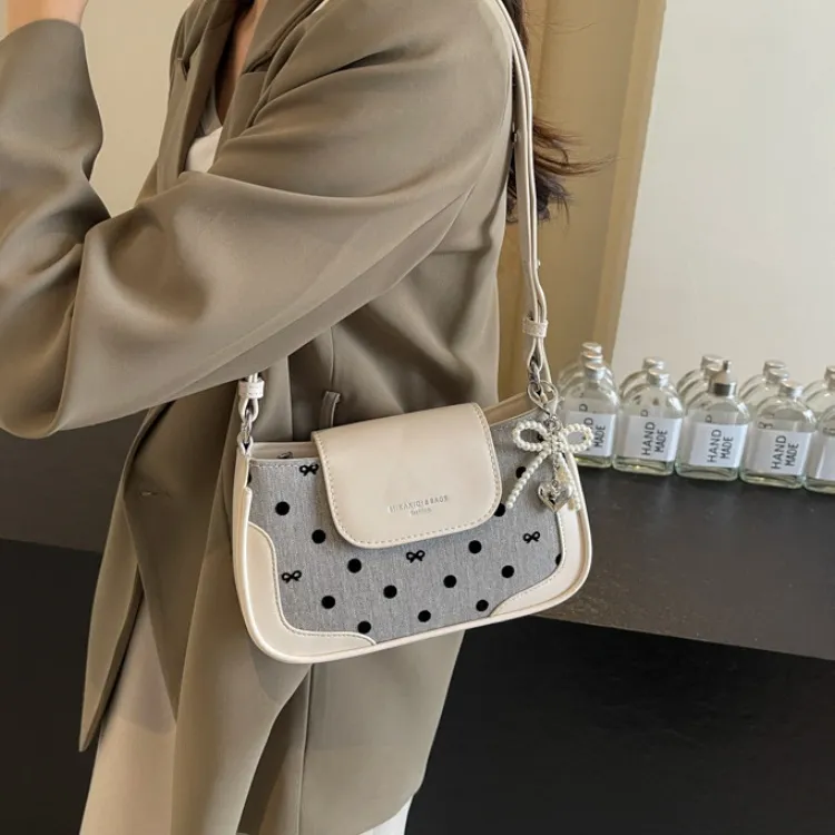ERANGBEAR PU Small Square Bag Shoulder Bag Women's Silver/Black/Ecru-7