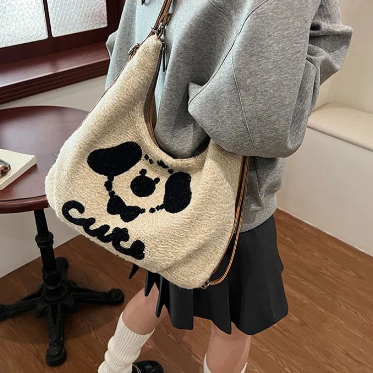 ERANGBEAR PU With Woolen Backpack Shoulder Bag Regular Women's Dark Gray/Khaki/Light Gray/Coffee-6