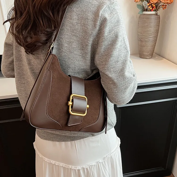 ERANGBEAR Suede Shoulder Bag Women's Multicolor-4