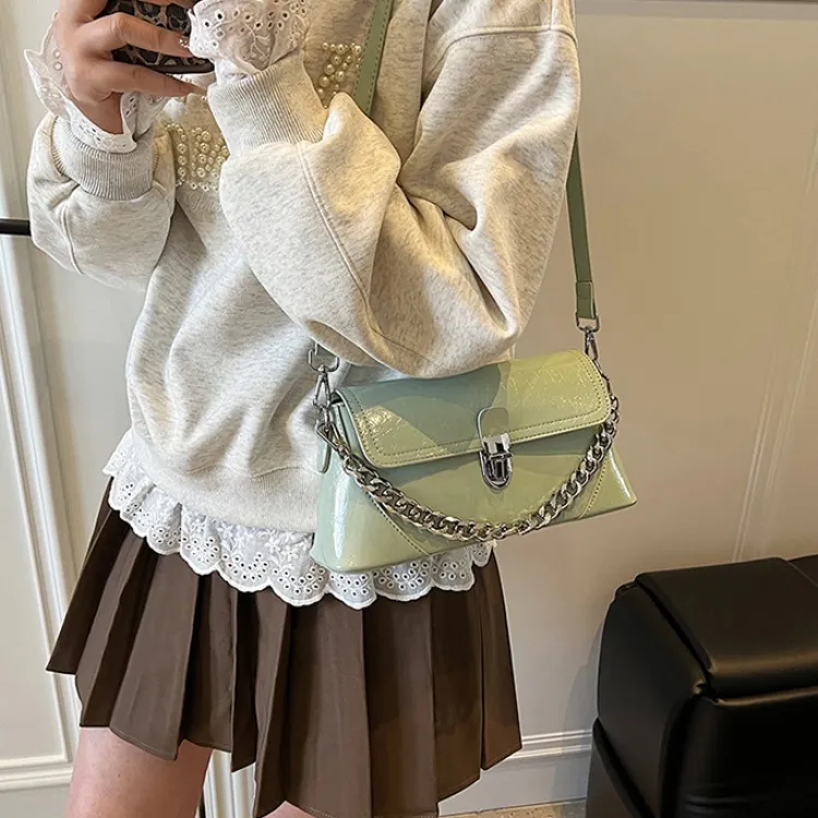 ERANGBEAR PU Crossbody One Shoulder Handbags Regular Women's Ecru/Silver/Black/Khaki/Green-9