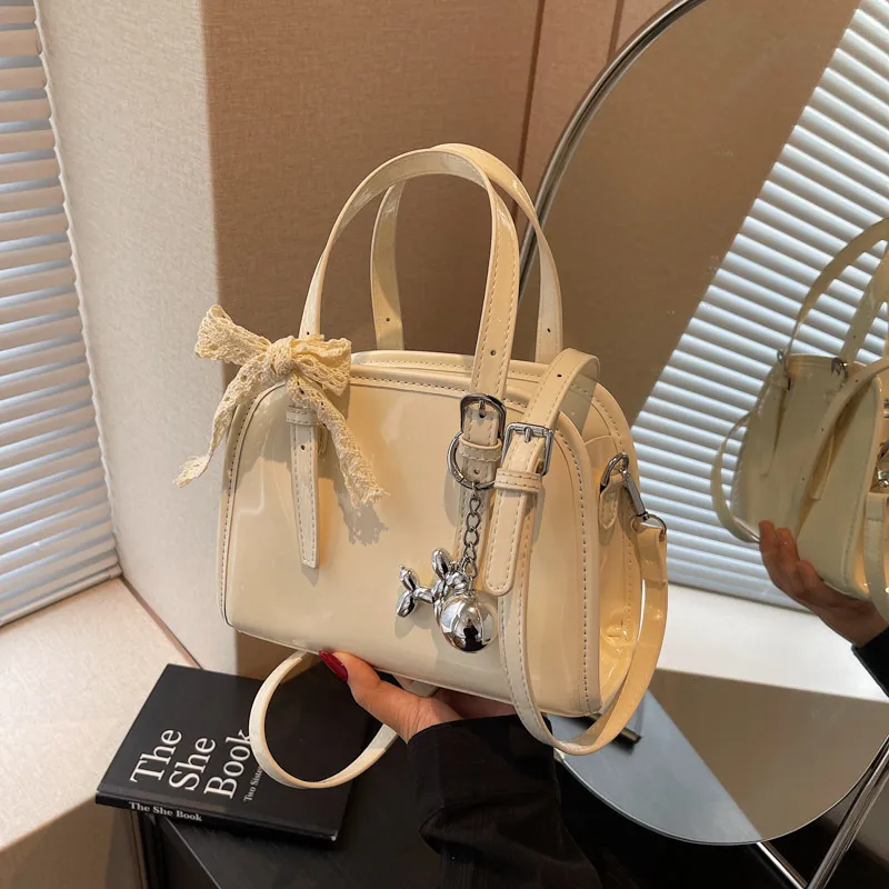 ERANGBEAR PU Shoulder Bag Crossbody Bag Handbag Regular Women's Rose Red/Ecru/Black/Yellow/Khaki-4