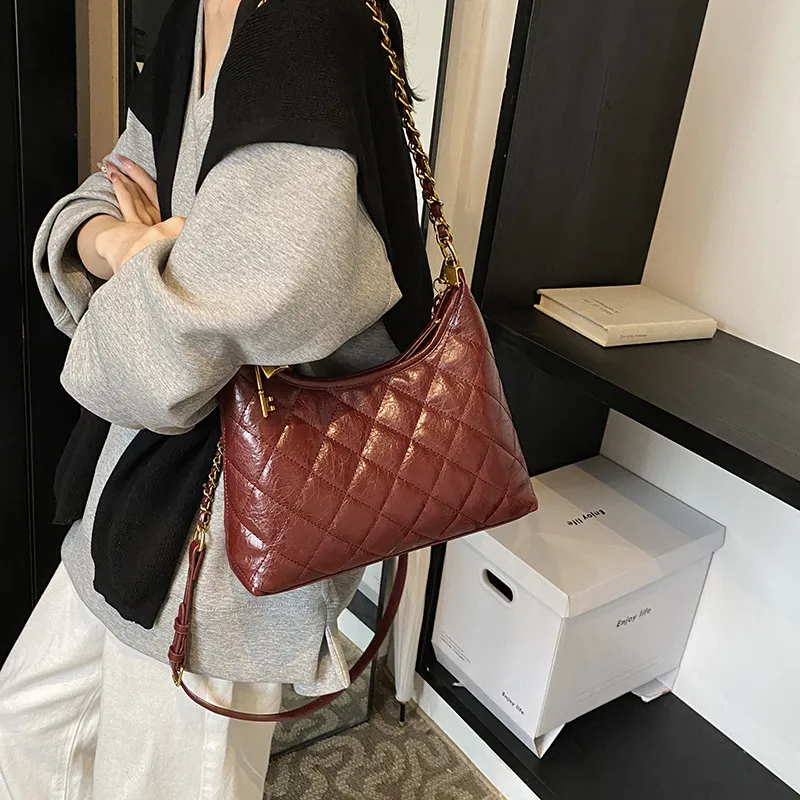 ERANGBEAR PU Trendy Diamond Pattern Chain Bag Fashion Elegance Shoulder Bag Regular Women's Multicolor-8