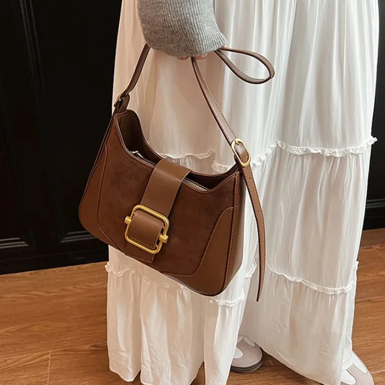 ERANGBEAR Suede Shoulder Bag Women's Multicolor-7