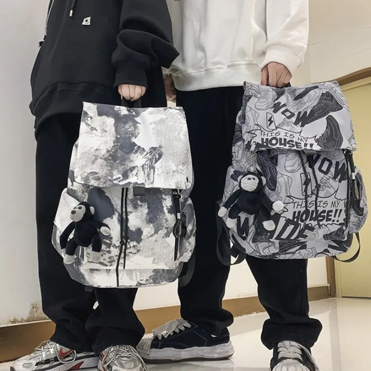 ERANGBEAR Nylon Backpack Regular Unisex Black/White/Camouflage Gray/Gray-8