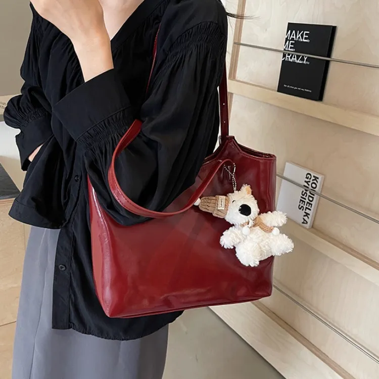 ERANGBEAR PU Shoulder Bag Women's Ecru/Silver/Red/Black/Light Blue-7