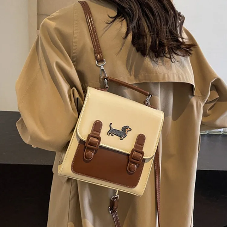 ERANGBEAR PU Backpack Women's Black/White & Brown/Brown/Gray-4