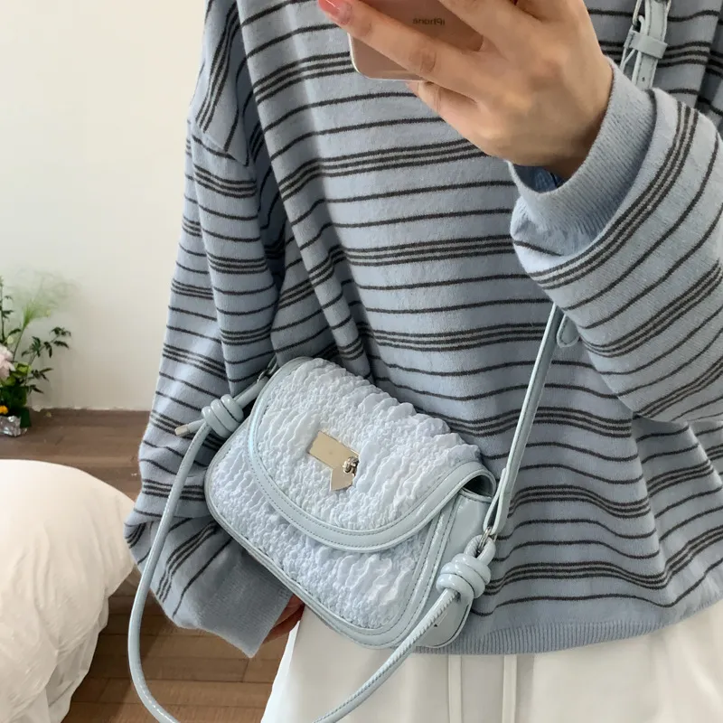ERANGBEAR Composite Leather Shoulder Bag Regular Women's Blue-3