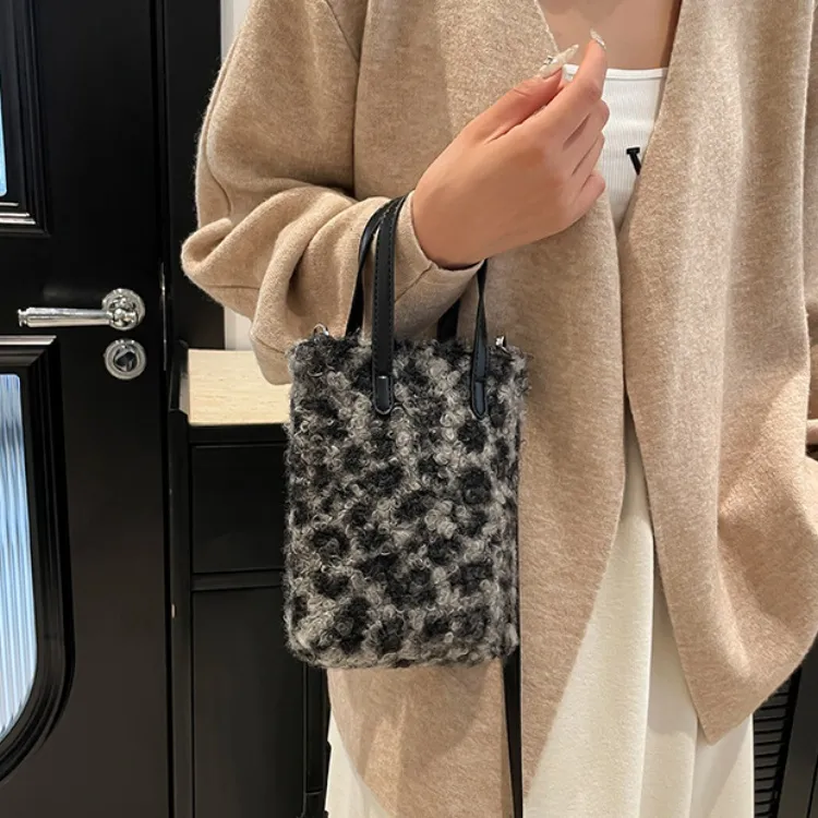 ERANGBEAR PU One Shoulder Handbag Women's Black Checkered/Black Panther Print/Brown Checkered/Brown Leopard Print-4