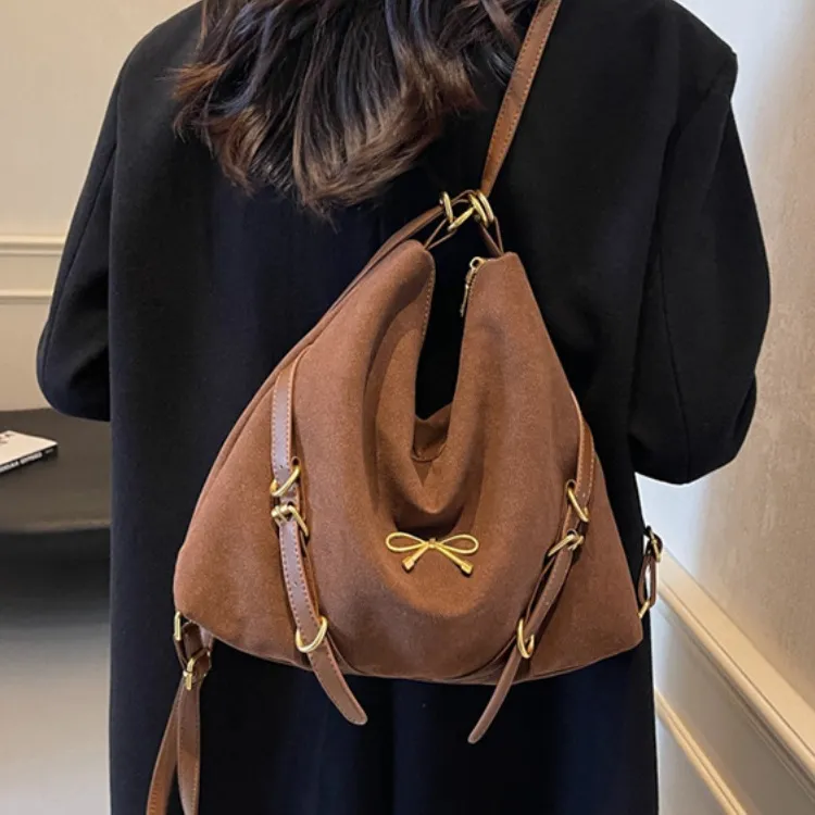 ERANGBEAR PU Double Shoulder Handbag, Shoulder Bag Women's Black Brown Coffee-3