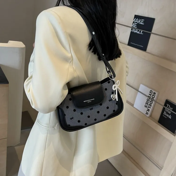 ERANGBEAR PU Small Square Bag Shoulder Bag Women's Silver/Black/Ecru-4