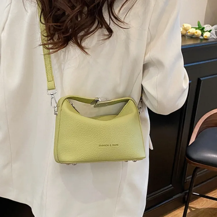 ERANGBEAR PU Crossbody One Shoulder Handbag Regular Women's Ecru, Silver, Black, Light Yellow, Light Green-9