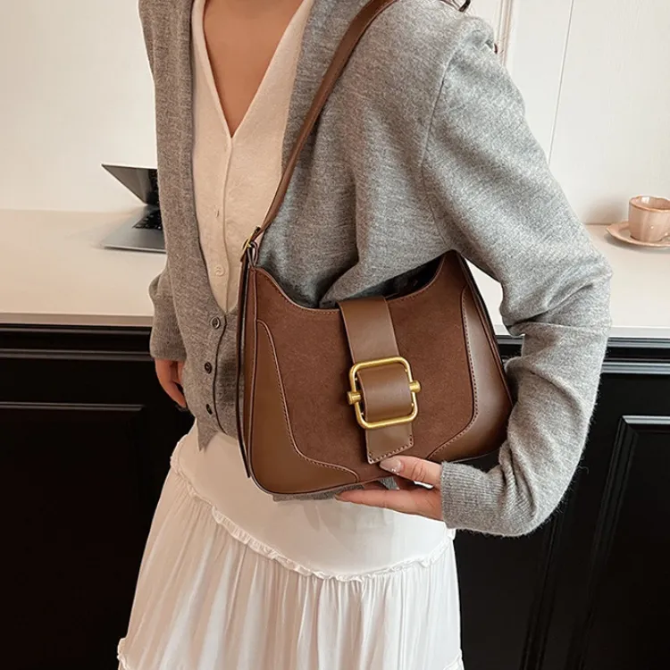 ERANGBEAR Suede Shoulder Bag Women's Multicolor-9