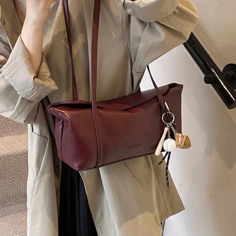 ERANGBEAR PU Shoulder Bag Regular Women's Black Red Coffee Brown-3
