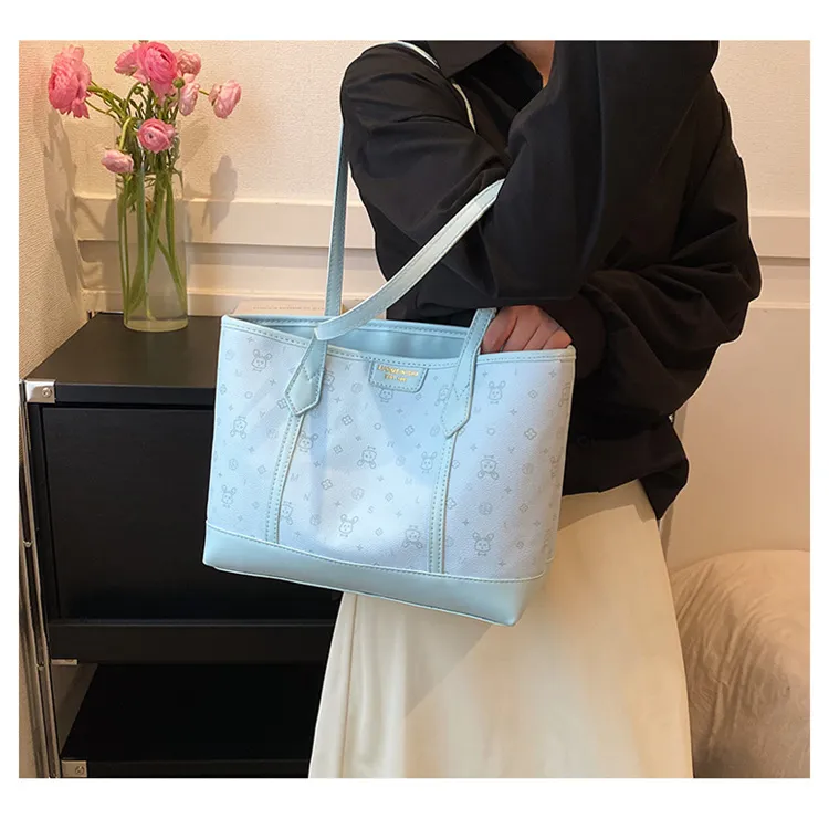 ERANGBEAR PU Leather Tote Bag Shopping Bag Shoulder Bag Regular Women's White/Pink/Green-16