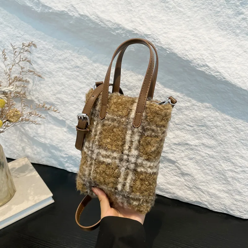 ERANGBEAR PU One Shoulder Handbag Women's Black Checkered/Black Panther Print/Brown Checkered/Brown Leopard Print-12