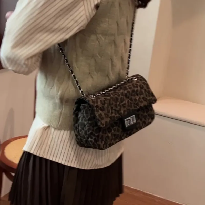 ERANGBEAR PU Shoulder Bag Regular Women's Leopard Print/Black/Red-1