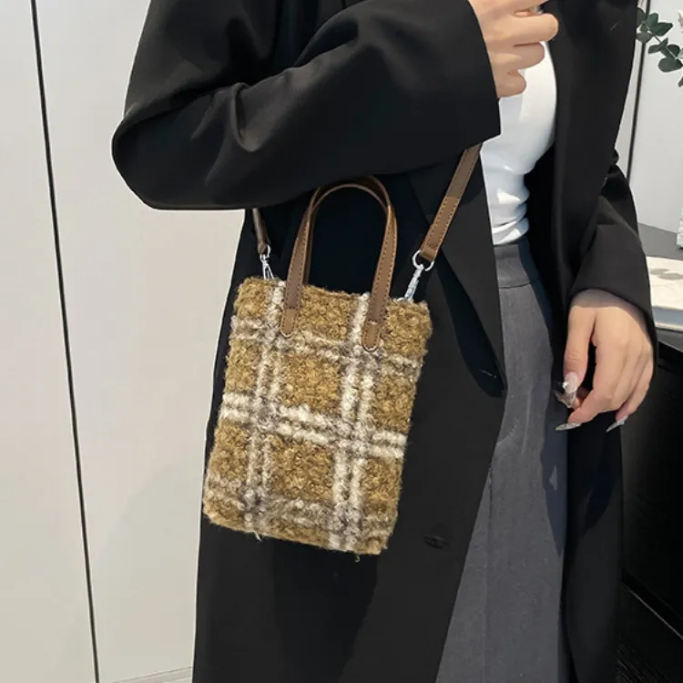 ERANGBEAR PU One Shoulder Handbag Women's Black Checkered/Black Panther Print/Brown Checkered/Brown Leopard Print-11