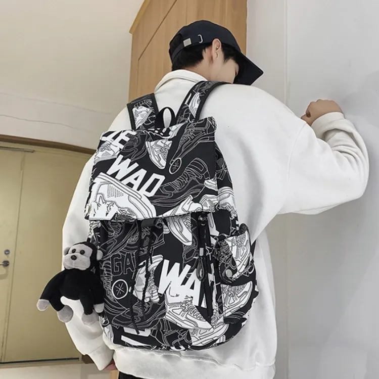 ERANGBEAR Nylon Backpack Regular Unisex Black/White/Camouflage Gray/Gray-3