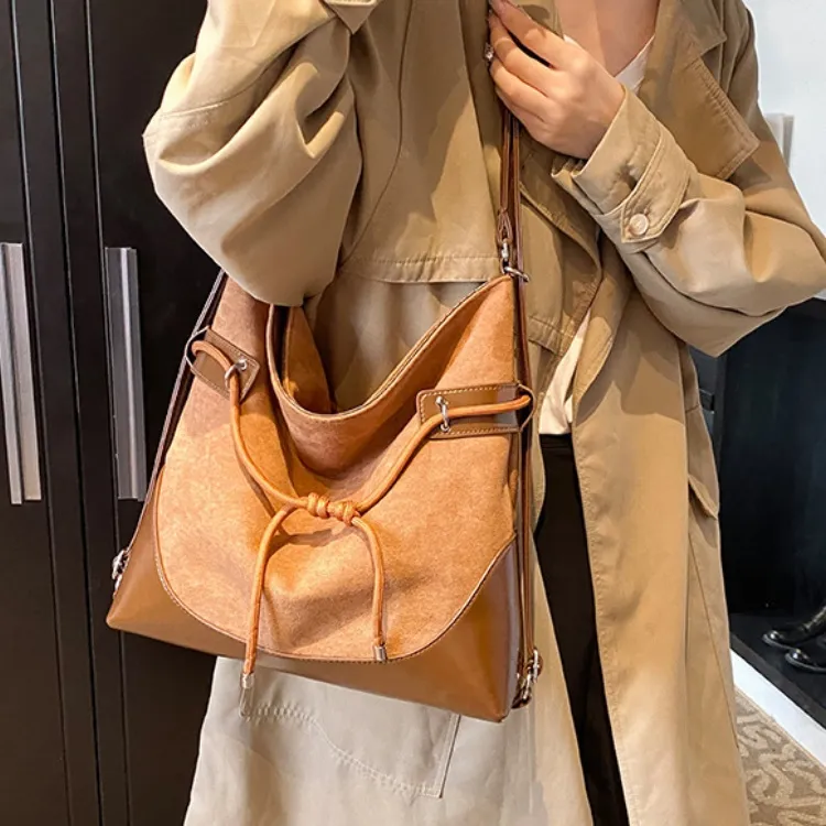 ERANGBEAR PU Crossbody Double Shoulder Bag Women's Black/Brown/Khaki-3