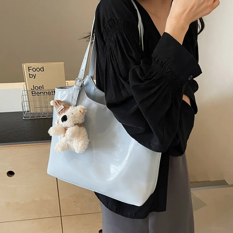 ERANGBEAR PU Shoulder Bag Women's Ecru/Silver/Red/Black/Light Blue-14