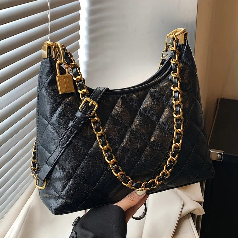 ERANGBEAR PU Trendy Diamond Pattern Chain Bag Fashion Elegance Shoulder Bag Regular Women's Multicolor-3