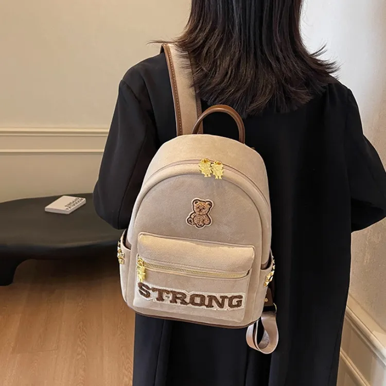 ERANGBEAR Canvas Canvas Bag Backpack Women's Ecru/Coffee/Black-2