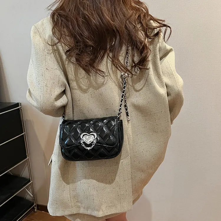 ERANGBEAR PU Small Square Bag Shoulder Bag Women's Silver/Red/Black/Ecru-5