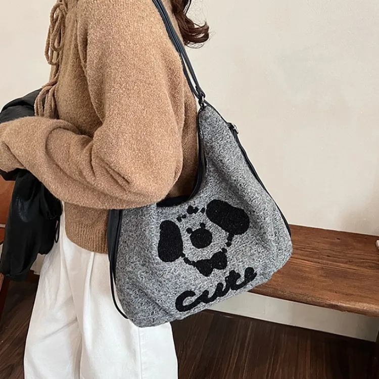 ERANGBEAR PU With Woolen Backpack Shoulder Bag Regular Women's Dark Gray/Khaki/Light Gray/Coffee-1