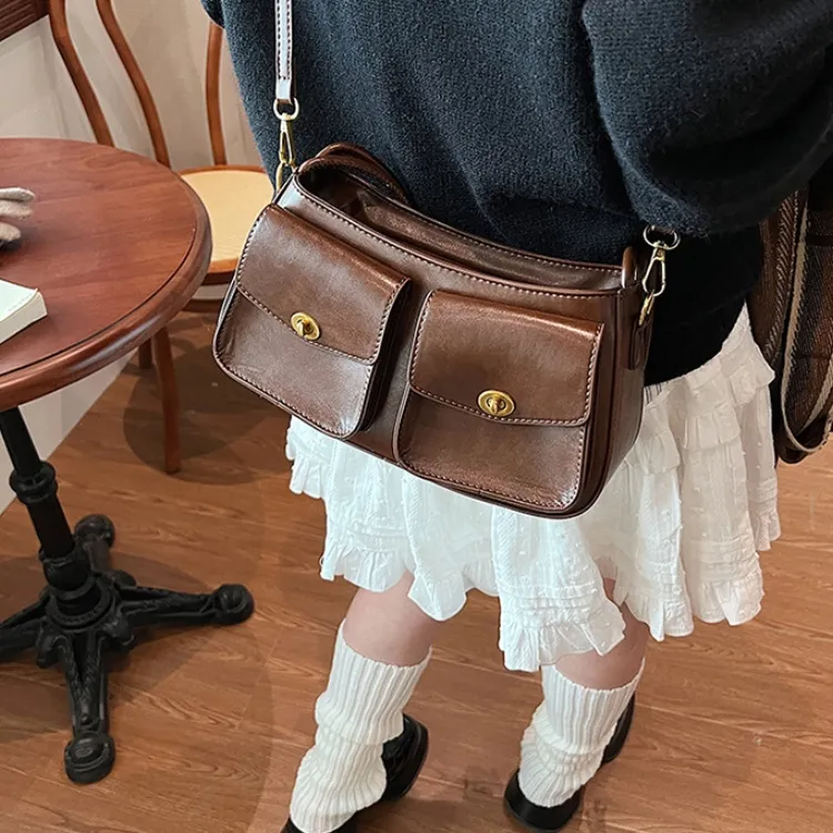 ERANGBEAR PU Crossbody Bag, Shoulder Bag Women's Coffee/Brown/Black-2