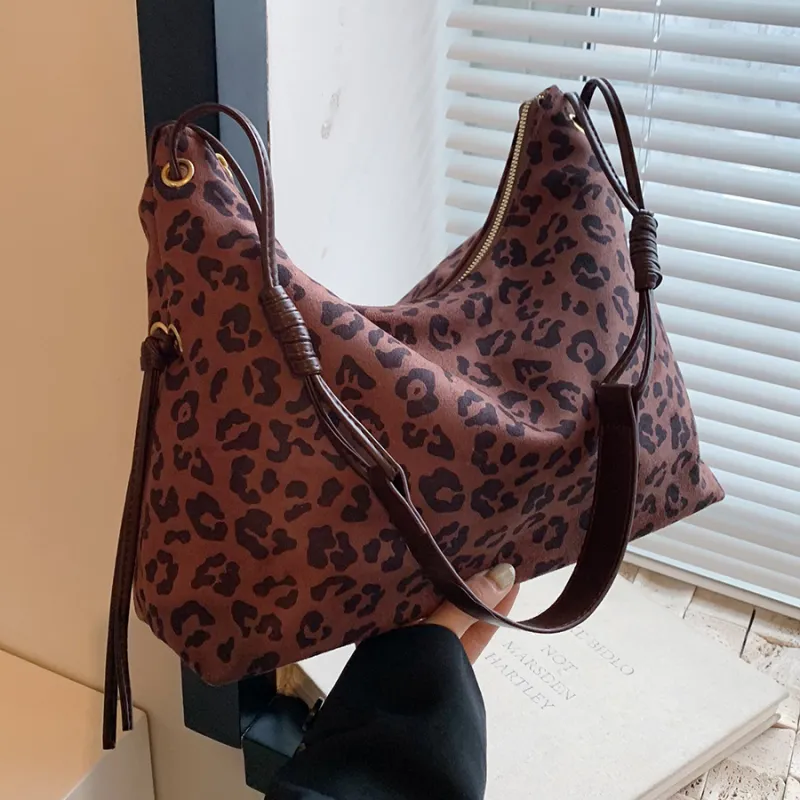 ERANGBEAR PU Shoulder Bag Women's Black/Coffee/Leopard Print Coffee/Leopard Print Brown-7