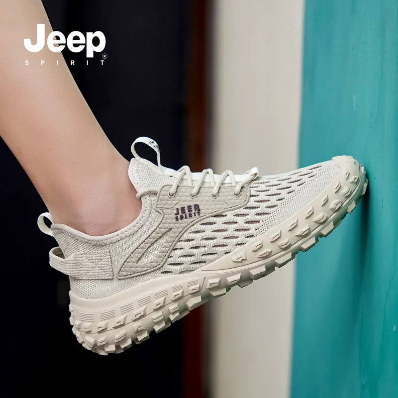 JEEP SPIRIT Anti Slip Wear Resistant Low Top Casual Shoes Men's Beige-5