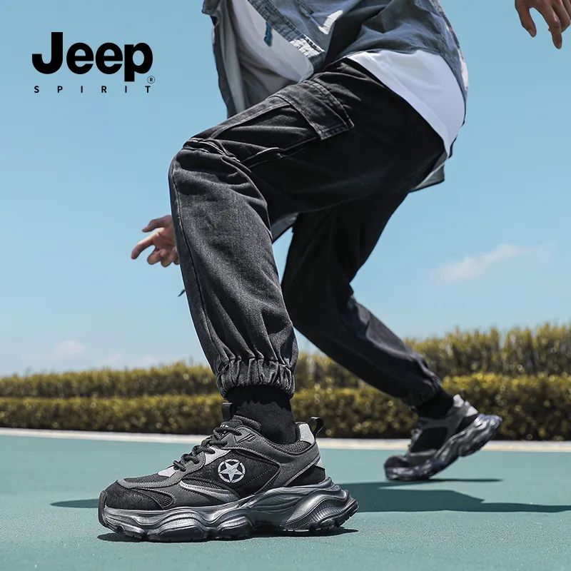 JEEP SPIRIT Chunky Sneakers Men Low Top Gray, White-16