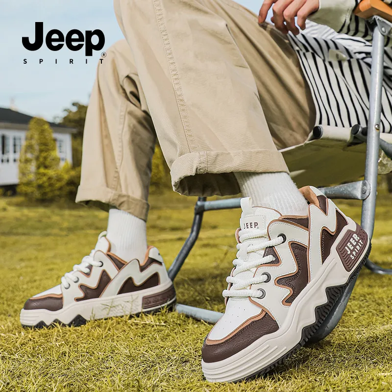 JEEP SPIRIT Anti Slip And Wear Resistant Height Increasing Low Top Skateboard Shoes Men Brown-11