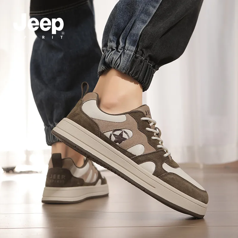 JEEP SPIRIT Anti-Slip Wear-Resistant Lightweight Breathable Low-Top Skateboard Shoes Men's Light Sandy-9