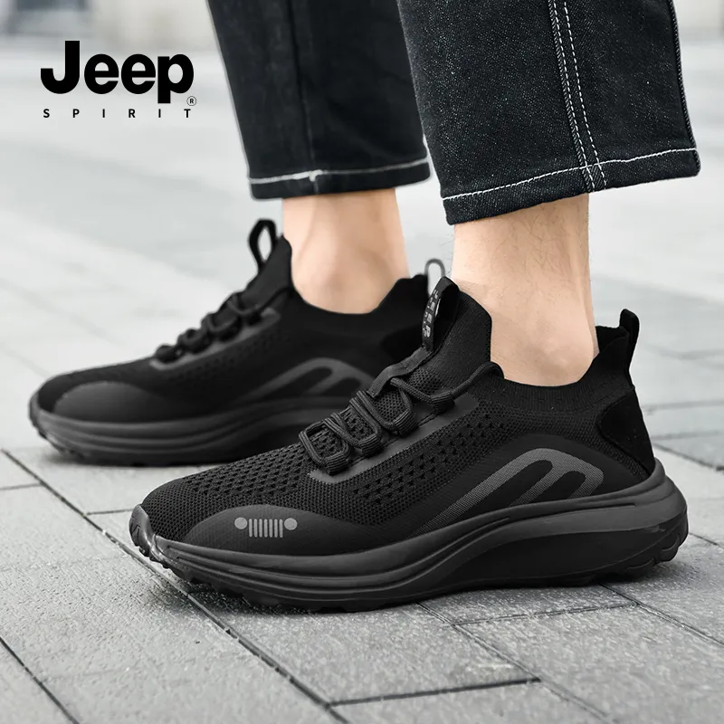 JEEP SPIRIT Cushioning, Slip Resistant, Breathable, Lightweight Low Top Running Shoes Men's Black-7