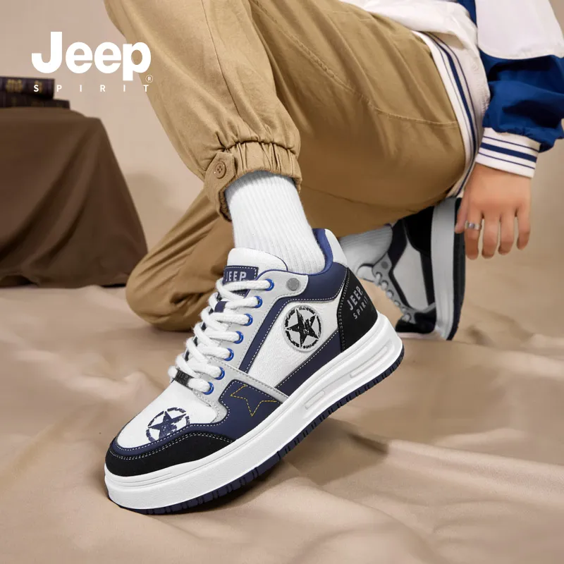 JEEP SPIRIT Skateboard Shoes Men Low Top Polar White Furious Sea Blue-7